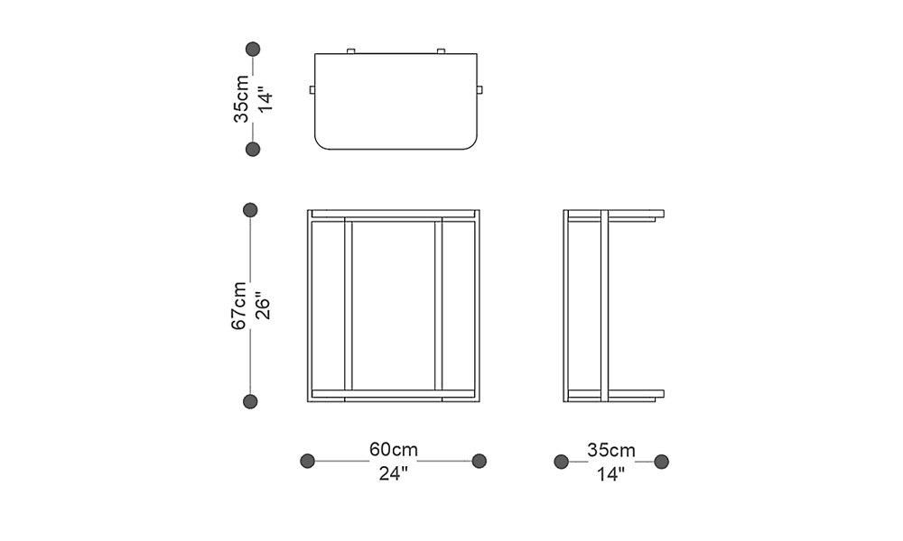 Image of the main dimensions of the product
